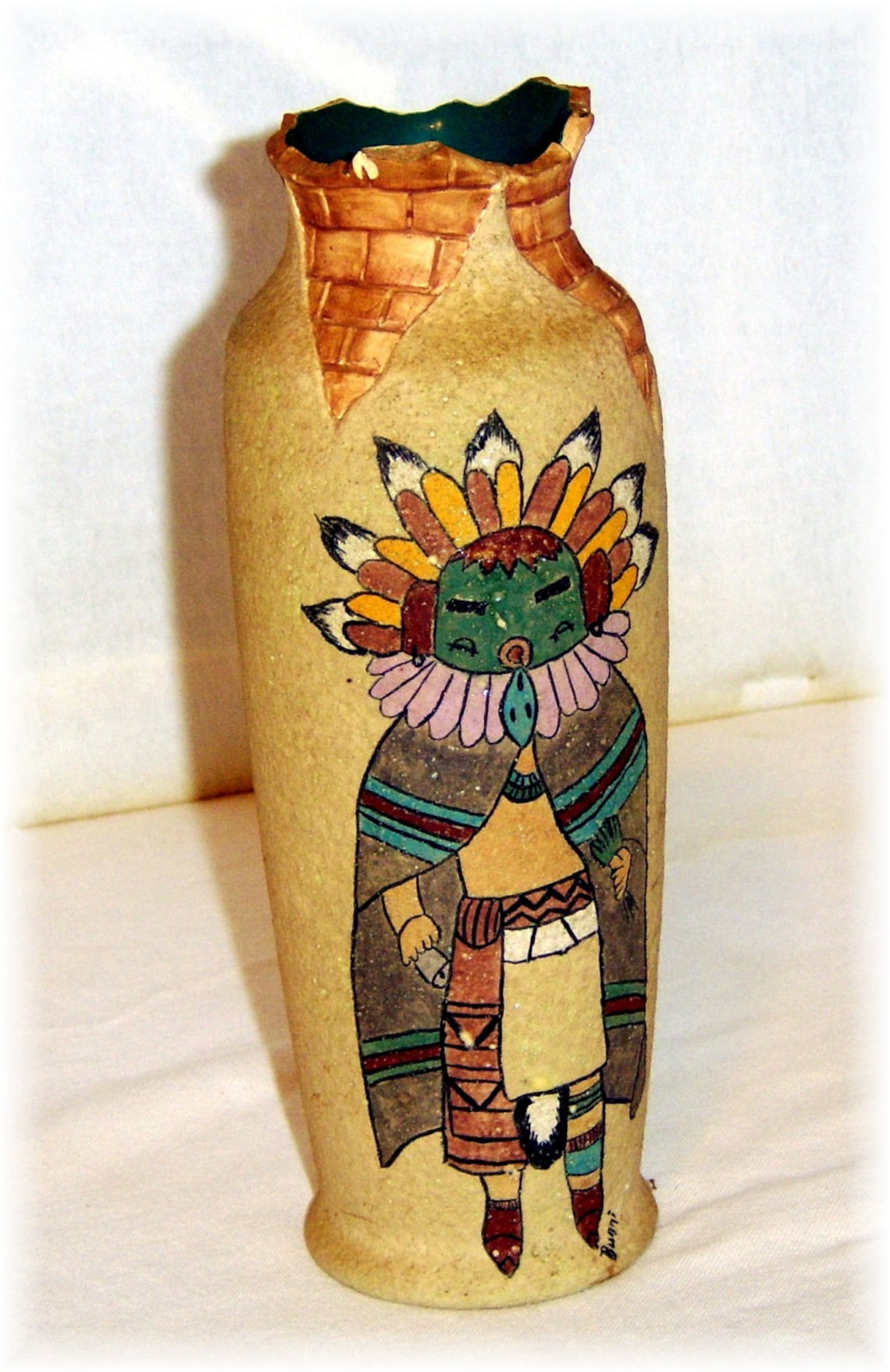 Hand Carved Native American Style Vase Etsy