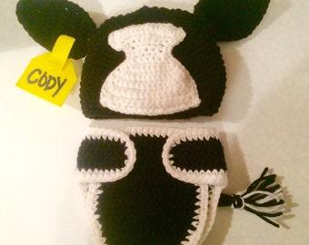 Cow Hat/Optional Diaper Cover