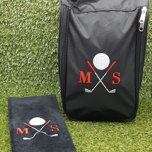 PERSONALISED GOLF SHOEBAG and golf towel