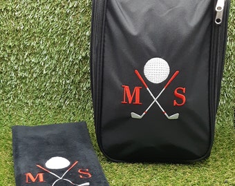 PERSONALISED GOLF SHOEBAG and golf towel