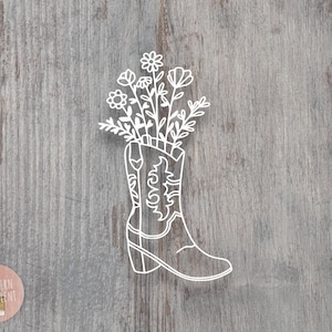 Cowboy Boot with Wildflowers Decal - Western Vinyl Car Decal - Boho Cowgirl Aesthetic - Country Girl Sticker - Southern Charm - Floral Boot