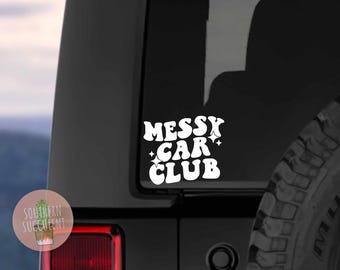 Sticker club voiture en désordre - Sticker voiture drôle - Sticker maman - Sticker femme - Sticker conduite - Sticker pour voiture - Sticker pour petite fille