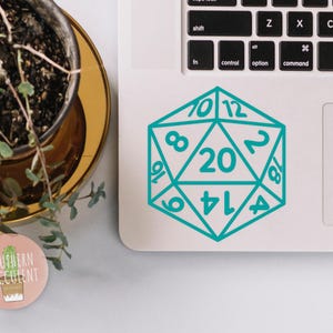 d20 Dice Decal - Polyhedral Dice Sword - Dice Decal - Laptop Sticker - Gaming Sticker - Board Game Sticker - Role Playing - 20 Sided Die