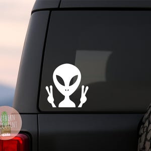 Alien Sticker - UFO Decal - Alien Peace Sticker - Alien Car Decal - Alien Sticker - Alien Car Decal - Holographic UFO - Space Sticker