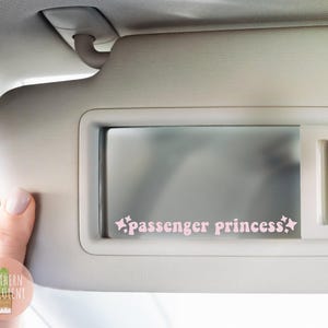 Passenger Princess Car Mirror Decal - Cute Rear View Mirror Decal - Sun Visor Mirror Decal - Girlfriend Car Sticker - Decal for Women / Men