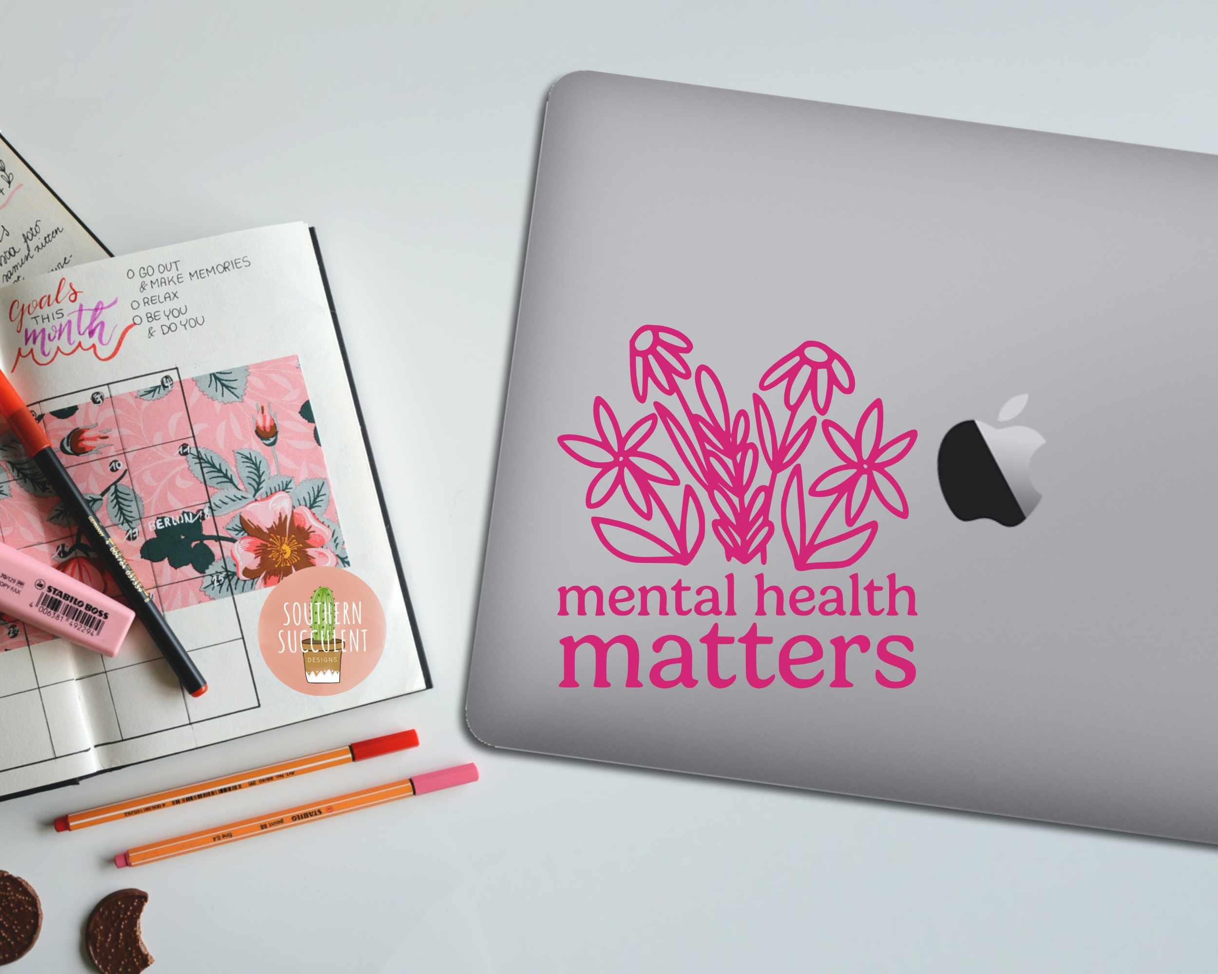 Mental Health Matters Vinyl Decal - Mental Wellness - Wildflower ...