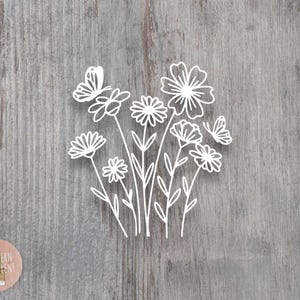 Wildflower and Butterfly Decal - Boho Nature Vinyl Sticker - Aesthetic Car Laptop Decal - Gardeners or Nature Lovers Gift - Cottagecore afbeelding 2