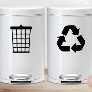 Recycle and Trash Symbol Decals - Recycle and Trash Indicator - Recycle Bin Label - Garbage Can Label - Trash Sticker - Recycle Sticker