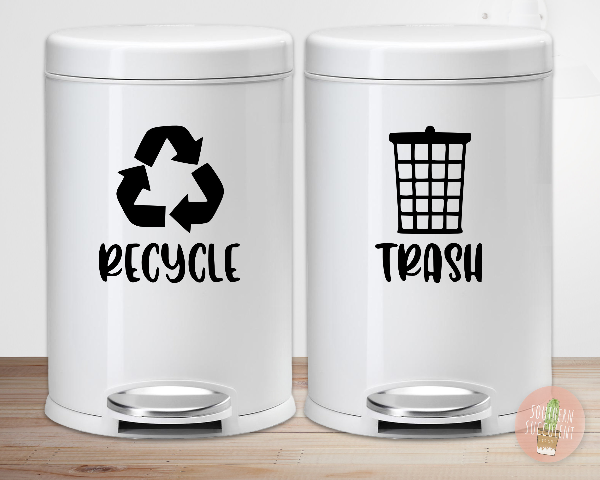 Trash and Recycle Bin Decals Trash &amp; Recycle Sticker - Etsy
