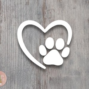 Heart Paw Print Decal - Dog Sticker - Cute Decal - Simple - Car Truck Decal - Heart Sticker - Laptop Decal - Tumbler Decal - Pet Sticker