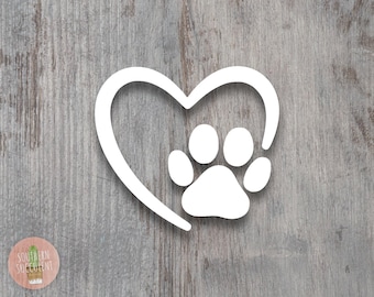 Sticker empreinte de patte coeur - Sticker chien - Sticker mignon - Simple - Sticker voiture camion - Sticker coeur - Sticker ordinateur portable - Sticker gobelet - Sticker animal de compagnie