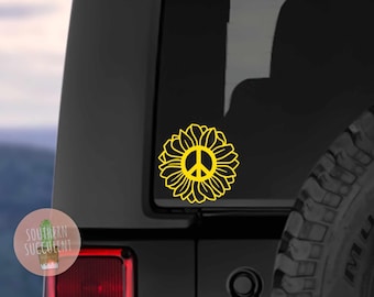 Peace Sign Flower Decal - Peace Sticker - Wildflower Peace Sign Sticker - Cooler Decal - Tumbler Sticker - Car Window Decal - Peace Out