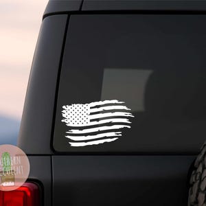 Rugged American Flag Decal - Stars and Stripes Vinyl Sticker - Patriotic Car, Truck, 4x4 or Laptop Decal - USA Flag Window or Bumper Sticker
