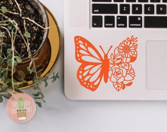 Butterfly Vinyl Decals - Butterfly Flower Sticker - Bug Sticker - Wildflower Sticker - Cottage Core Decal - Laptop Sticker - Butterfly Car