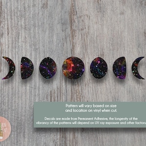 Galaxy Lunar Phase Decal - Moon Phases Vinyl Decal - Galaxy Print Pattern Decal - Moon Car Decal - Moon Water Bottle Decal - Laptop Sticker