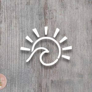 Ocean Decal - Sun Decal - Wave & Sun Decal - Beach Aesthetic - Wave Sticker - Car Decal - Minimalist - Sunshine Sticker - Beach Vibes Decal