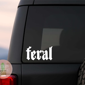 Feral Vinyl Decal – Grunge Vinyl Sticker – Rock Aesthetic Decal - Moms Wild Women & Chaos Girls – Funny Unhinged Tumbler Sticker - Car Decal