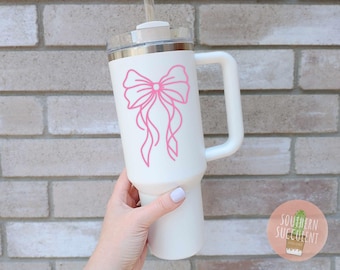 Bow Decal - Coquette Bow Sticker - Aesthetic Bow Decal - Girly Car Decal - Decal for Women - Trendy Pink Bow - Soft Girl Era - Cute Girlie