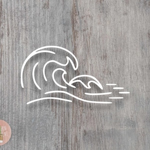 Ocean Waves Decal - Boho Beach Vinyl Sticker - Minimalist Car Decal - Coastal Wave - Sea Beach Ocean Aesthetic - Simple Car Decal - Surf