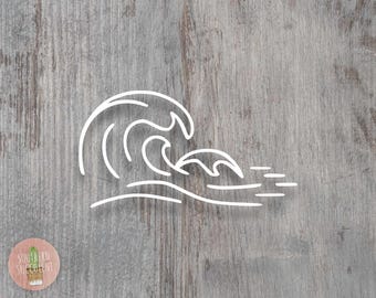 Ocean Waves Decal - Boho Beach Vinyl Sticker - Minimalist Car Decal - Coastal Wave - Sea Beach Ocean Aesthetic - Simple Car Decal - Surf