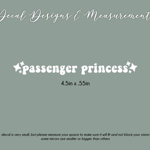 Calcomanía para espejo retrovisor de coche de princesa pasajera - Linda calcomanía para espejo retrovisor - Calcomanía para espejo de visera - Calcomanía para novia - Calcomanía para mujer/hombre imagen 2