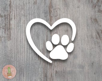 Heart Paw Print Decal - Dog Sticker - Cute Decal - Simple - Car Truck Decal - Heart Sticker - Laptop Decal - Tumbler Decal - Pet Sticker