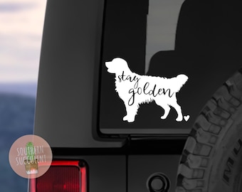 Sticker doré Stay - Sticker Golden Retriever - Sticker Golden Retriever - Sticker maman chien - maman Retriever - Sticker séjour doré - Sticker voiture