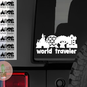 World Traveler Decal - Original Decal - Florida Magic Theme Park Decal - Castle Sticker - Car Decal - Laptop Sticker - Water Bottle Sticker
