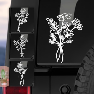 Flower Bouquet Decal - Flower Car Decal - Boho Car Decal - Plant Car Decal - Boho Sticker - Floral Sticker - Boho Sticker - Laptop Plant