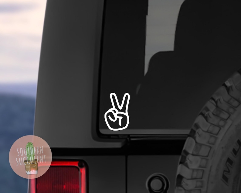 Peace Sign Decal - Peace Sticker - Cute Decal - Simple Decal - Car Decal - Simplistic Decal - Groovy Sticker - Laptop Decal - Peace Hand Bild 2
