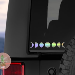Holographic Lunar Phase Decal - Moon Phases Vinyl Decal - Moon Car Decal - Moon Water Bottle Decal - Lunar Laptop Sticker - Car Sticker