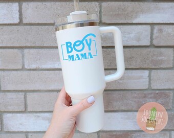 Boy Mama Decal - Cute Retro Vinyl Sticker for Moms of Boys - Tumbler Car Laptop Sticker - Mom Life - Mom Aesthetic Decal - Boy Mom Gift