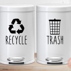 Trash and Recycle Bin Decals - Trash & Recycle Sticker - Recycle Bin Decal - Trash Sticker - Recycle Sticker - Garbage Can Label - Trash Can