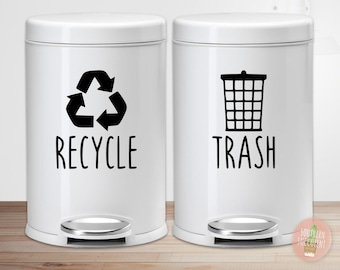 Trash and Recycle Bin Decals - Trash & Recycle Sticker - Recycle Bin Decal - Trash Sticker - Recycle Sticker - Garbage Can Label - Trash Can