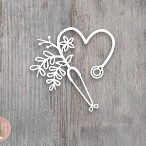 Floral Stethoscope Nurse Decal - First Responder Sticker - Nurse Life Decal - RN Decal - Car Decal - Laptop Decal - Clipboard Sticker - CN