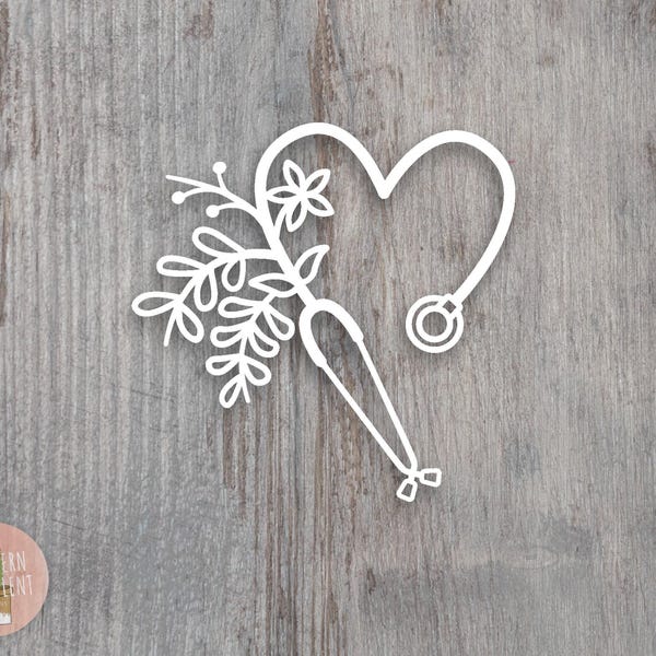 Floral Stethoscope Nurse Decal - First Responder Sticker - Nurse Life Decal - RN Decal - Car Decal - Laptop Decal - Clipboard Sticker - CN