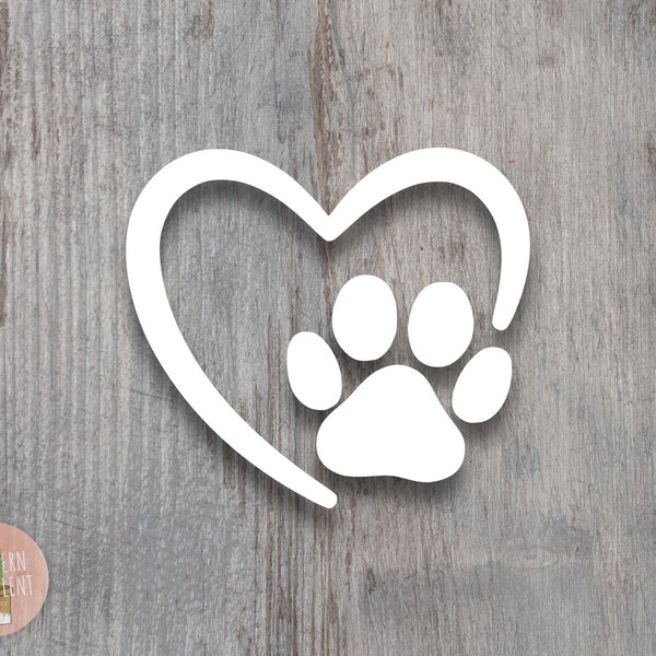 Heart Paw Print Decal - Dog Sticker - Cute Decal - Simple - Car Truck Decal - Heart Sticker - Laptop Decal - Tumbler Decal - Pet Sticker