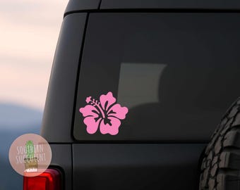 Hibiscus Flower Decal - Tropical Floral Vinyl Sticker for Car, Tumbler, or Laptop - Beachy Hawaii Aesthetic Car Decal - Island Vibes Decor