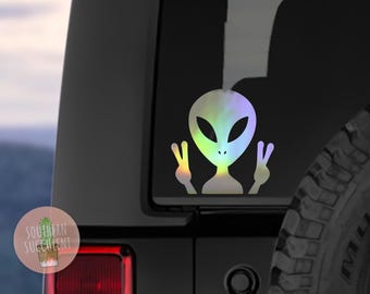 Sticker extraterrestre holographique - ovni holographique - sticker paix extraterrestre - sticker voiture extraterrestre - sticker extraterrestre - sticker voiture extraterrestre - ovni - sticker espace