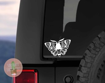 Moth Car Vinyl Decals - Mystic Sticker - Witchy Decal - Cottage Core - Laptop Sticker - Tumbler Decal - Lunar Moth - Goth Aesthetic Decal