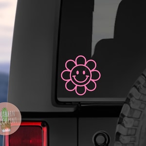 Smile Face Flower Decal - Smile Face - Cute Decal - Happy Face Decal Emoji Decal - CAr Decal - Groovy Decal - Smile Sticker - Laptop Decal