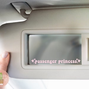 Passenger Princess Car Mirror Decal - Cute Rear View Mirror Decal - Sun Visor Mirror Decal - Girlfriend Car Sticker - Decal for Women / Men