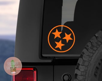 Tennessee Tri-Star Decal - Tri Star Sticker - Tennessee Car Decal - TN Tumbler Decal - Tennessee Flag Decal - Tennessee Sticker - TN Laptop