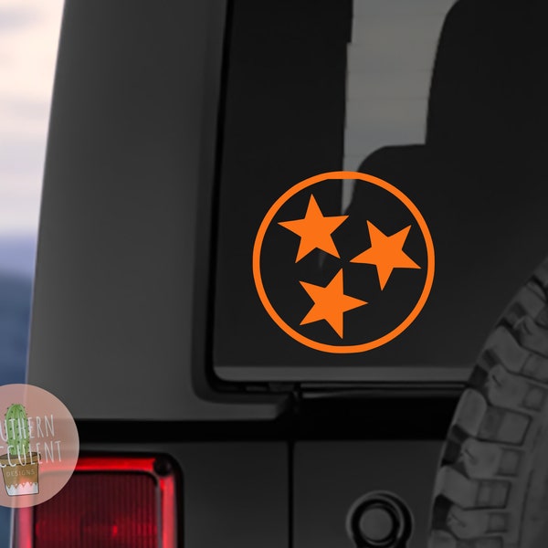 Tennessee Tri-Star Decal - Tri Star Sticker - Tennessee Car Decal - TN Tumbler Decal - Tennessee Flag Decal - Tennessee Sticker - TN Laptop