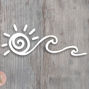 Ocean Decal - Sun Decal - Wave and Sun Decal - Beach Decal - Wave Sticker - Car Decal - Laptop Decal - Sunshine Sticker - Beach Vibes Decal