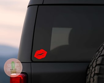Lipstick Kiss Vinyl Decal - Kiss Mark Sticker -  Flirty Feminine Car or Laptop Sticker - Cute Lips Decal - Girly Tumbler or Mirror Sticker