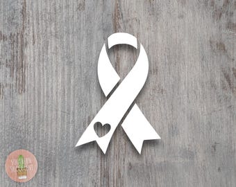 Décalcomanie en vinyle découpée en forme de coeur - ruban autocollant - soutien au cancer - ruban de sensibilisation au cancer du sein - cadeau inspirant - hommage