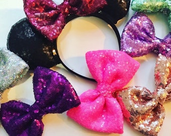 Interchangeable Minnie Mouse Bow Headband, Mouse Ears, Minnie Ears, Minnie Mouse Ears, Sequin Minnie Ears!