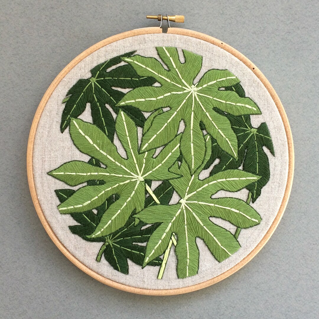 Handmade Unique Handstitched Embroidery in Hoop Fatsia Etsy