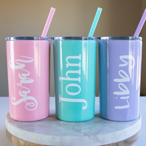 Personalized Kids Stainless Steel Tumbler with Lid and Straw